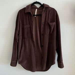 Babaton Brown Corduroy Button-Up Shirt (Size: XS)